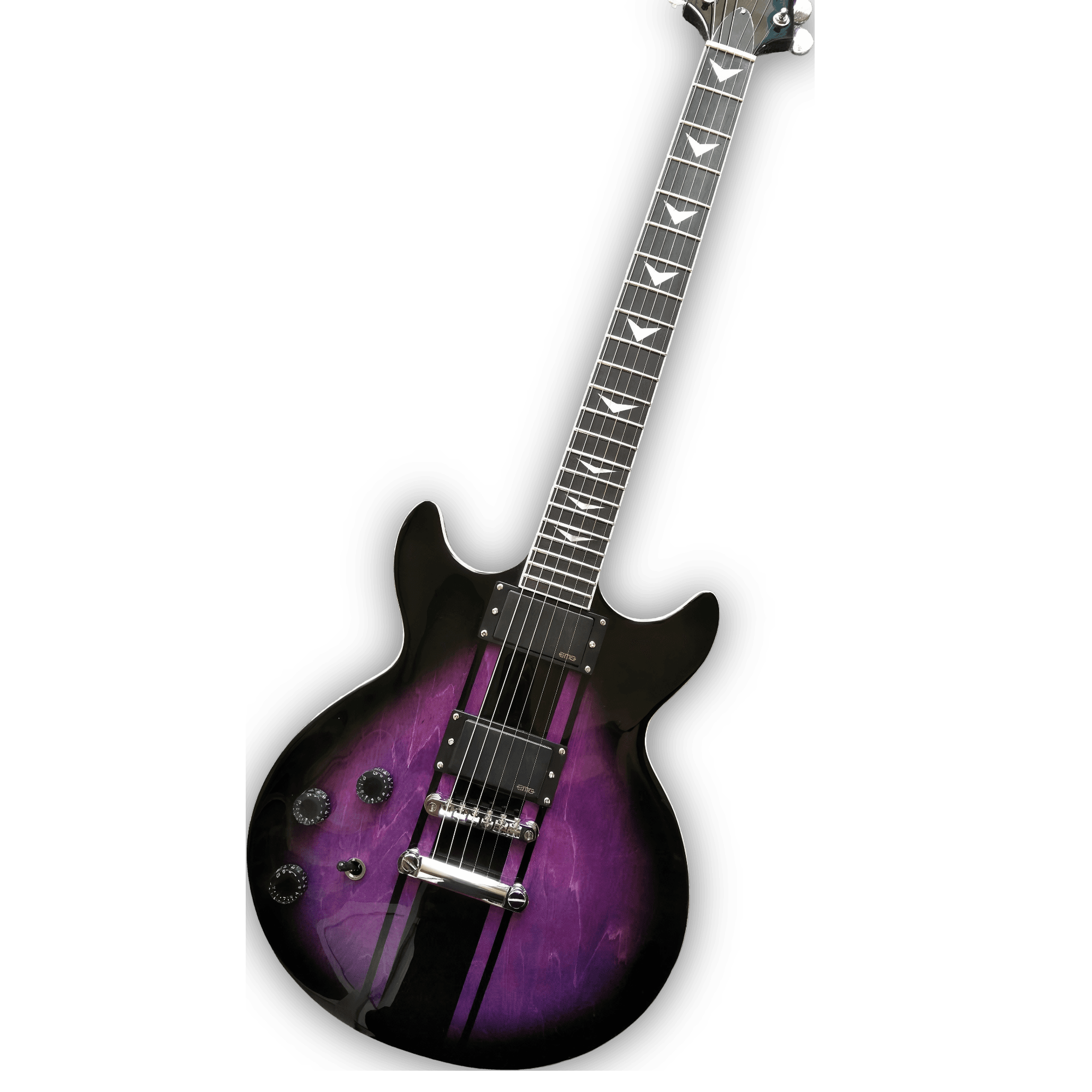 Custom Made Purple Burst Left Handed Double Cutaway Style 6 Strings Electric Guitar - Image 2