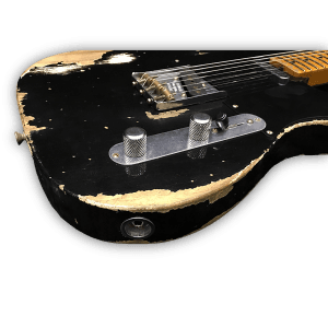 Custom Made Black Heavy Aged Relic Tele Style 6 Strings Electric Guitar - Image 4