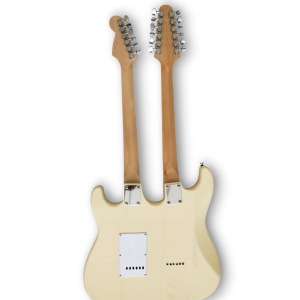 Custom Made Yngwie Malmsteen Strat Style Yellow Cream Double Neck 6 Strings 12 Strings Electric Guitar - Image 4
