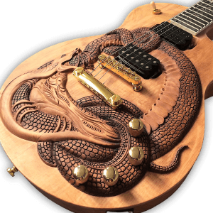 Custom Made Carved Snake LP Style 6 Strings Electric Guitar - Image 2