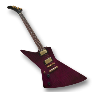 Custom Made Left Handed Flame Maple Top Purple Explorer Style 6 Strings Electric Guitar