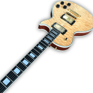 Custom Made Natural Quilted Maple Top Finish 6 Strings LP Style Electric Guitar - Image 3