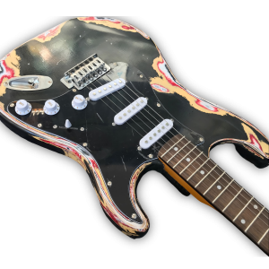 Custom Made Aged Heavy Black Relic Strat Style Electric Guitar - Image 3