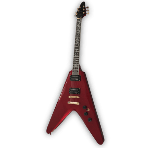 Custom Made Metallic Red Flying V Style with Custom Made Inaly 6 Strings Electric Guitar
