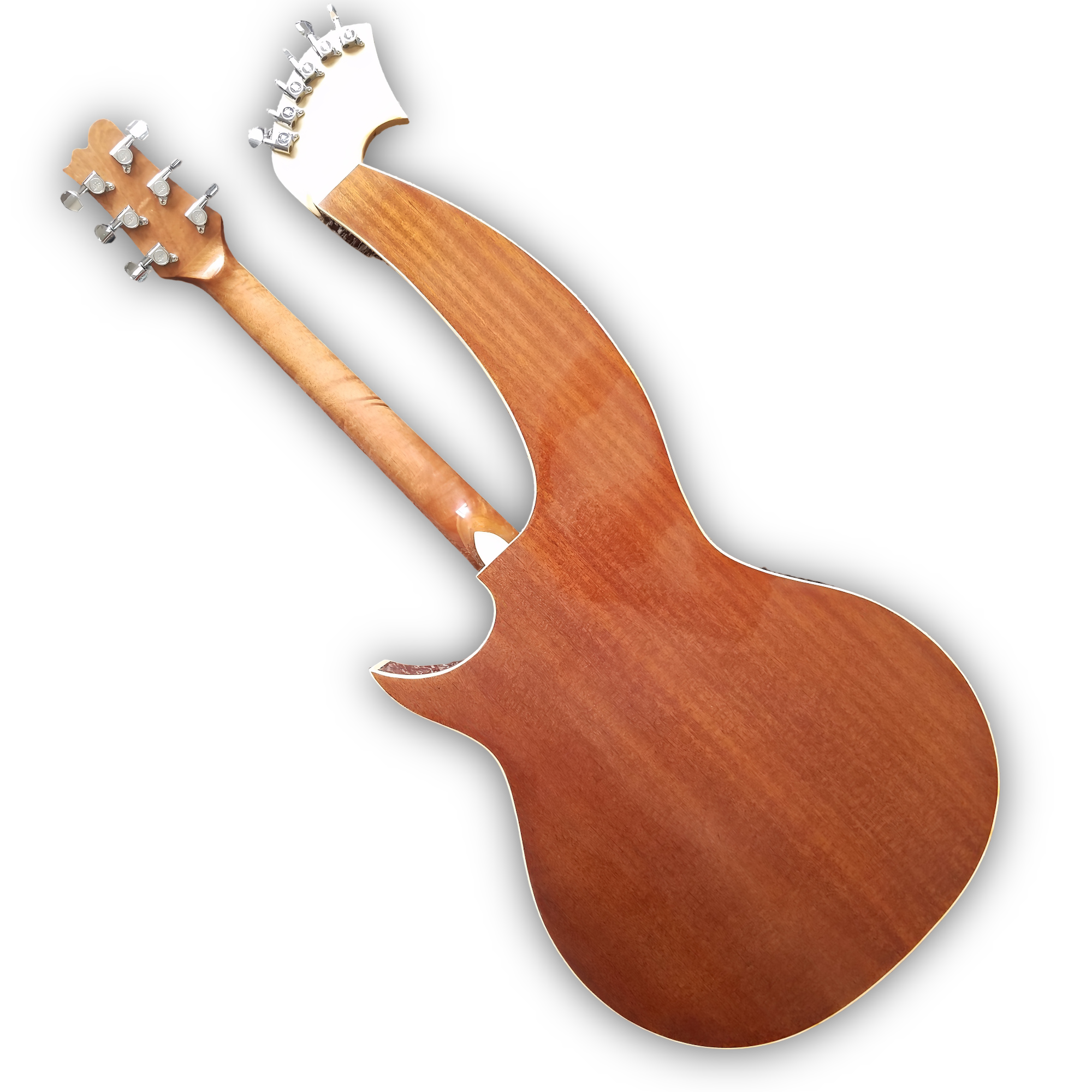 Custom Made Maple Wood Harp Guitar Double Neck Eclipse Acoustic Guitar - Image 3