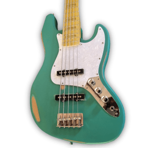 Custom Made Relic Roquefort Blue Jazz Style 5 Strings Electric Bass - Image 2