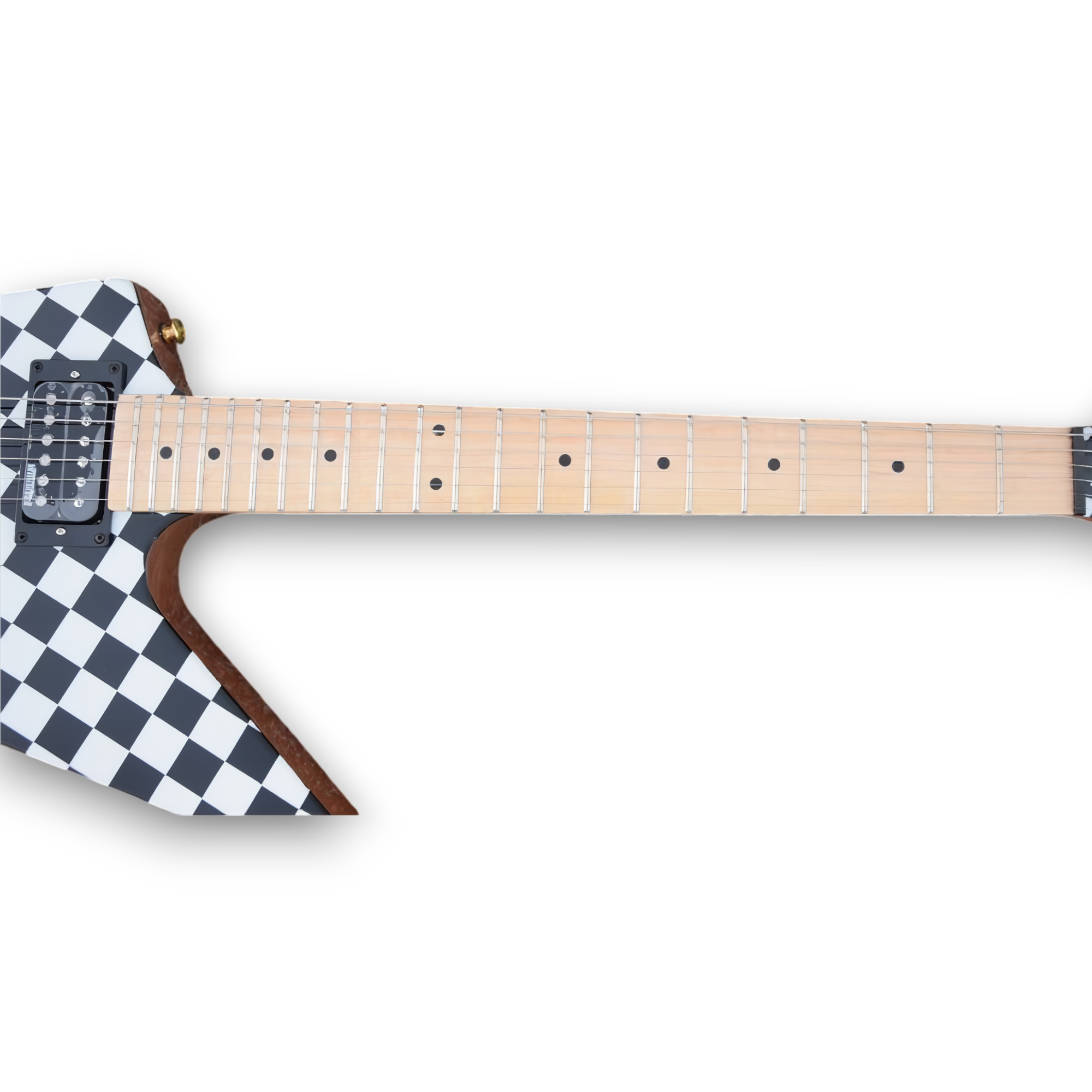 Custom Made Checkerboard Rick Nielsens Explorer Style Electric Guitar - Image 4