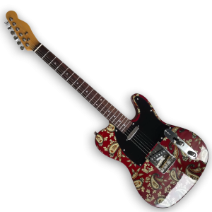 Custom Made Tele Style Red Paisley 6 Strings Electric Guitar - Image 2