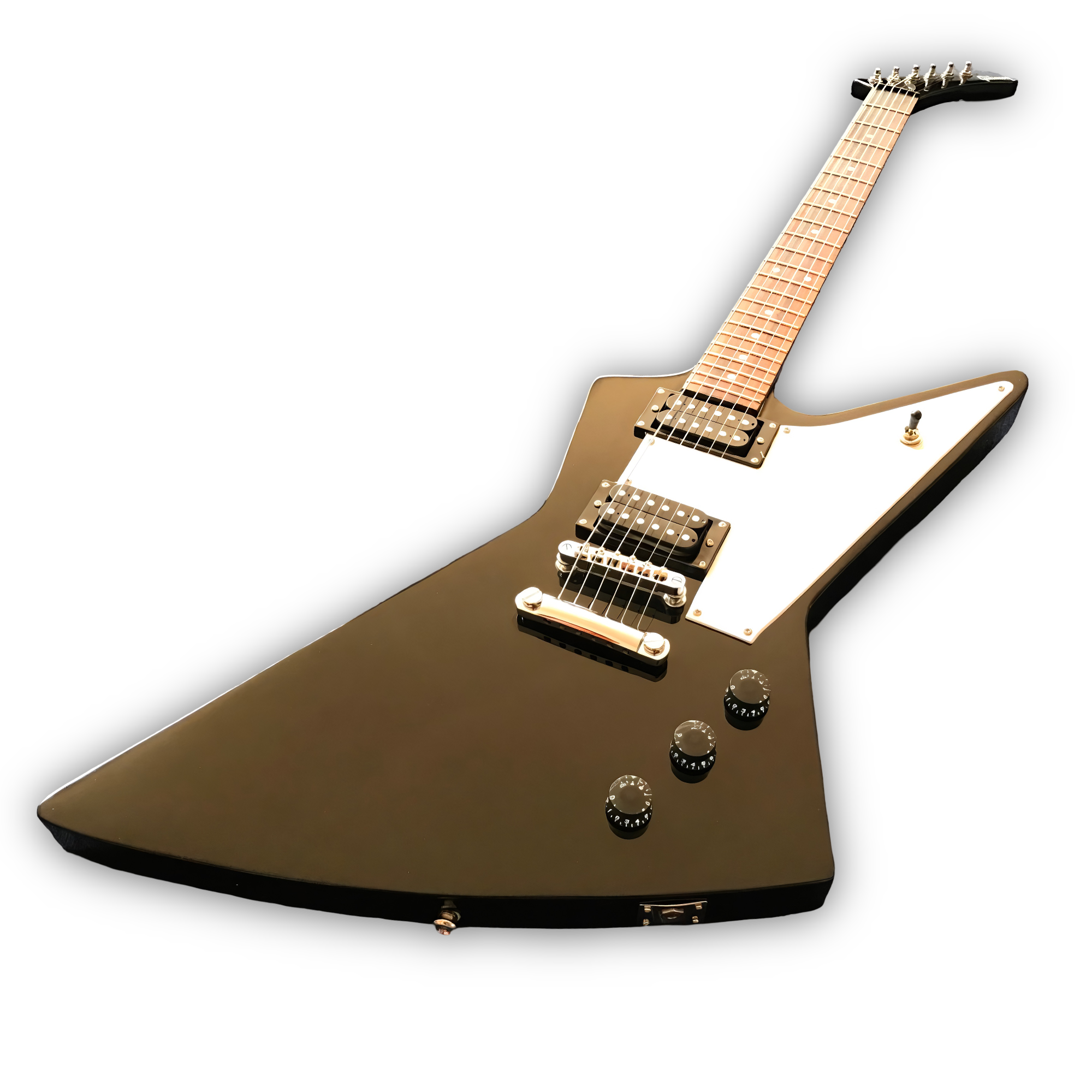 Custom Made Black Explorer Style 6 Strings Electric Guitar