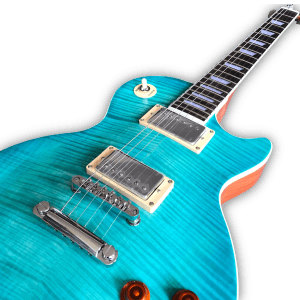 Custom Made Turquoise Green LP Style Flame Maple Top Electric Guitar - Image 2