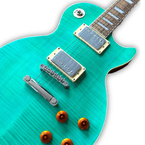 Custom Made LP Style Turquoise Green Flame Maple Top Electric Guitar - Image 3