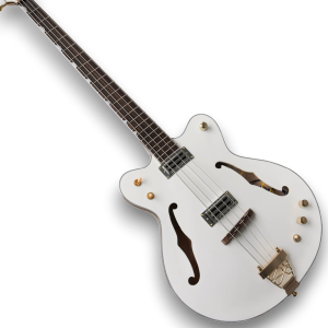 Custom Made Double Cutaway White Falcon Hollow Body Style 4 Strings Electric Bass - Image 2
