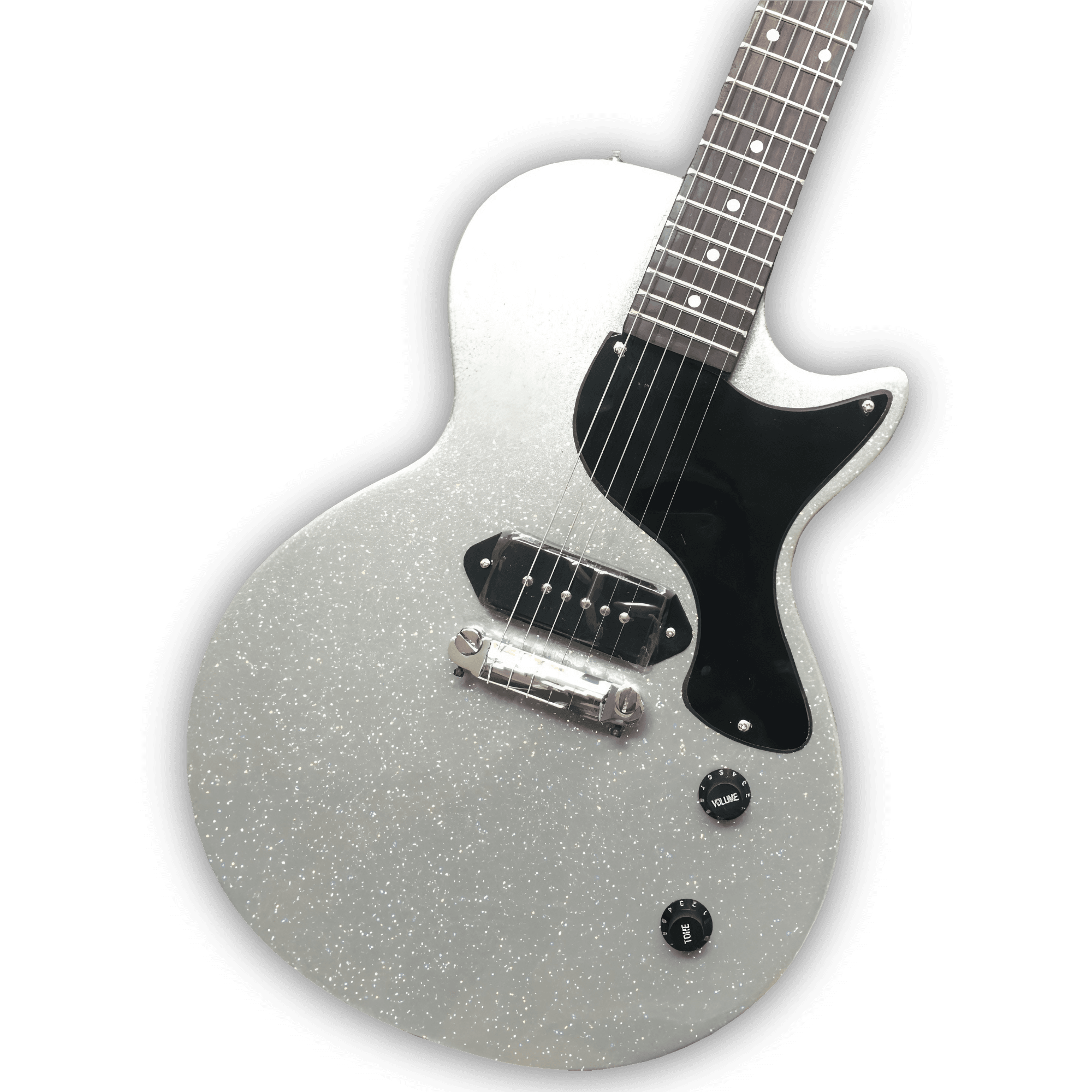 Custom Made Silver Sparkle P90 Pickups Single Cut LP Junior Style 6 Strings Electric Guitar