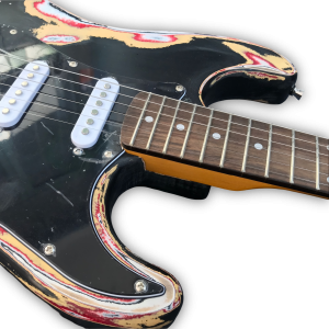 Custom Made Aged Heavy Black Relic Strat Style Electric Guitar - Image 5
