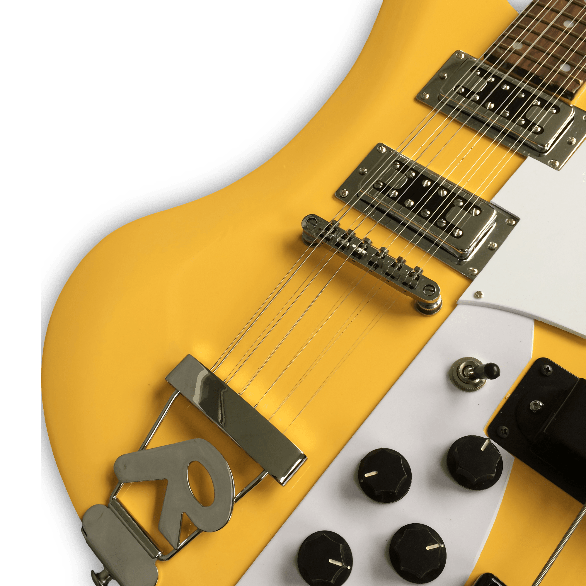 Custom Made Double Neck Yellow 4080 Style 4 Strings Bass & 6 Strings Electric Guitar - Image 3