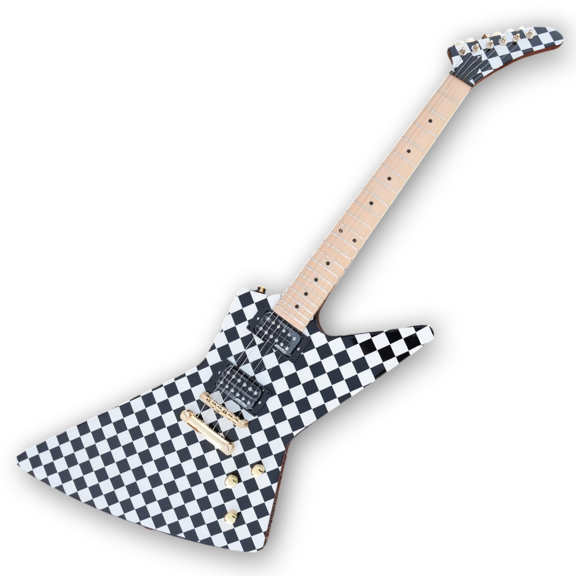 Custom Made Checkerboard Rick Nielsens Explorer Style Electric Guitar