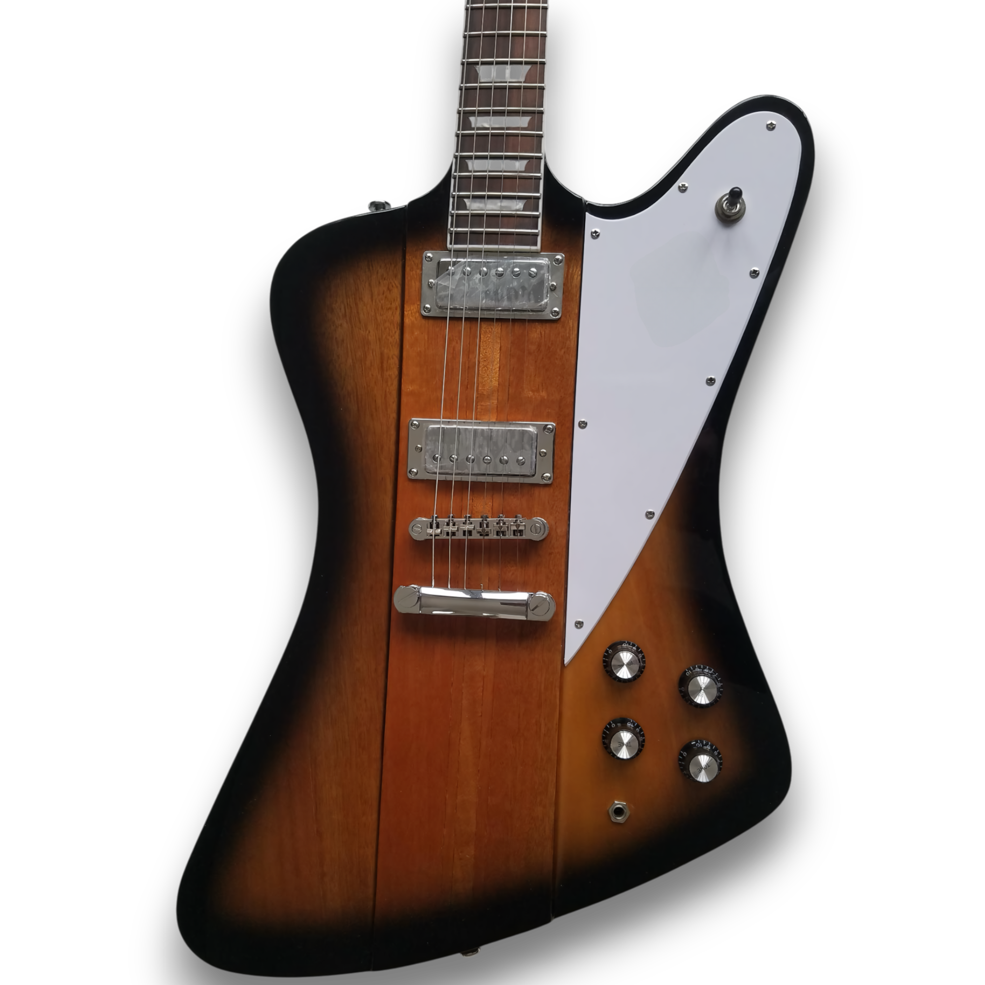 Custom Made Firebird Platypus Style Tobacco Sunburst Flame Maple Top Electric Guitar - Image 2