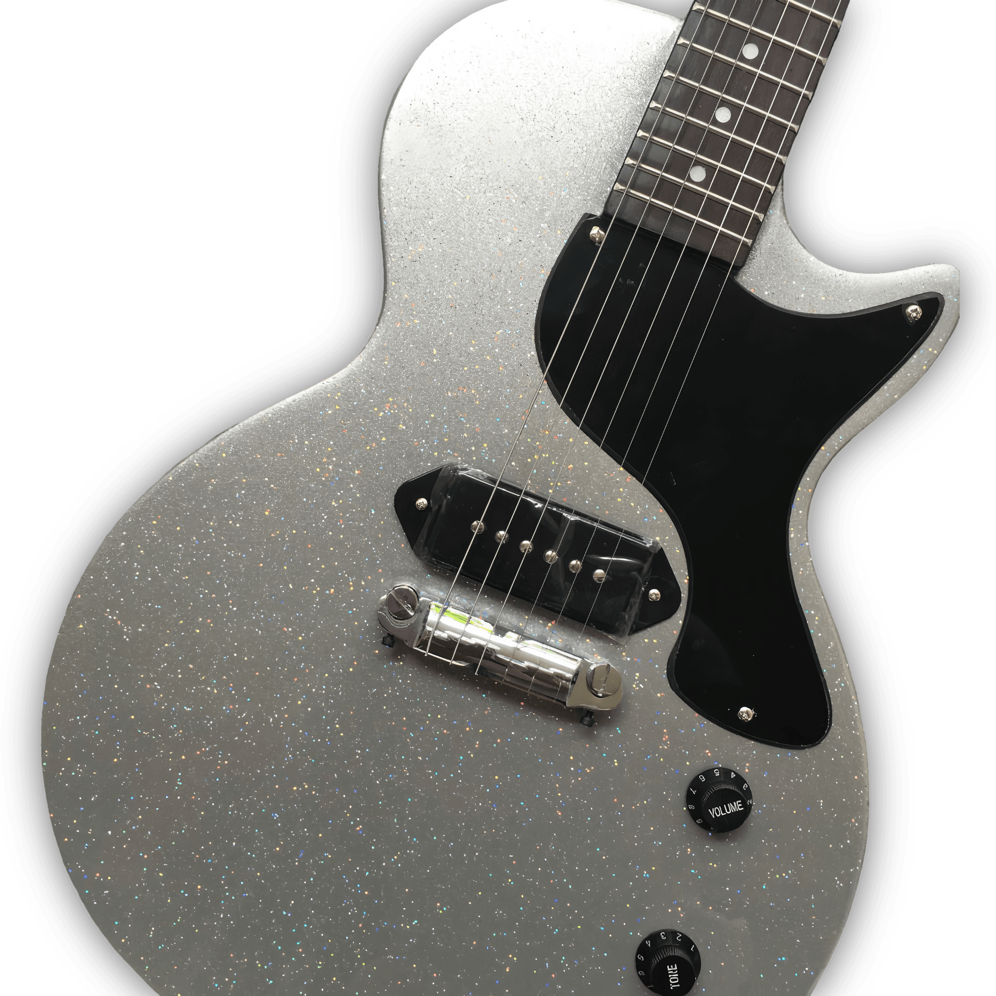 Custom Made Silver Sparkle P90 Pickups Single Cut LP Junior Style 6 Strings Electric Guitar - Image 3
