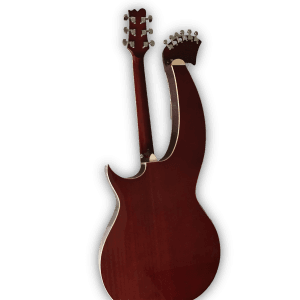 Custom Made Maple Wood Harp Double Neck Eclipse Style Acoustic Guitar - Image 5