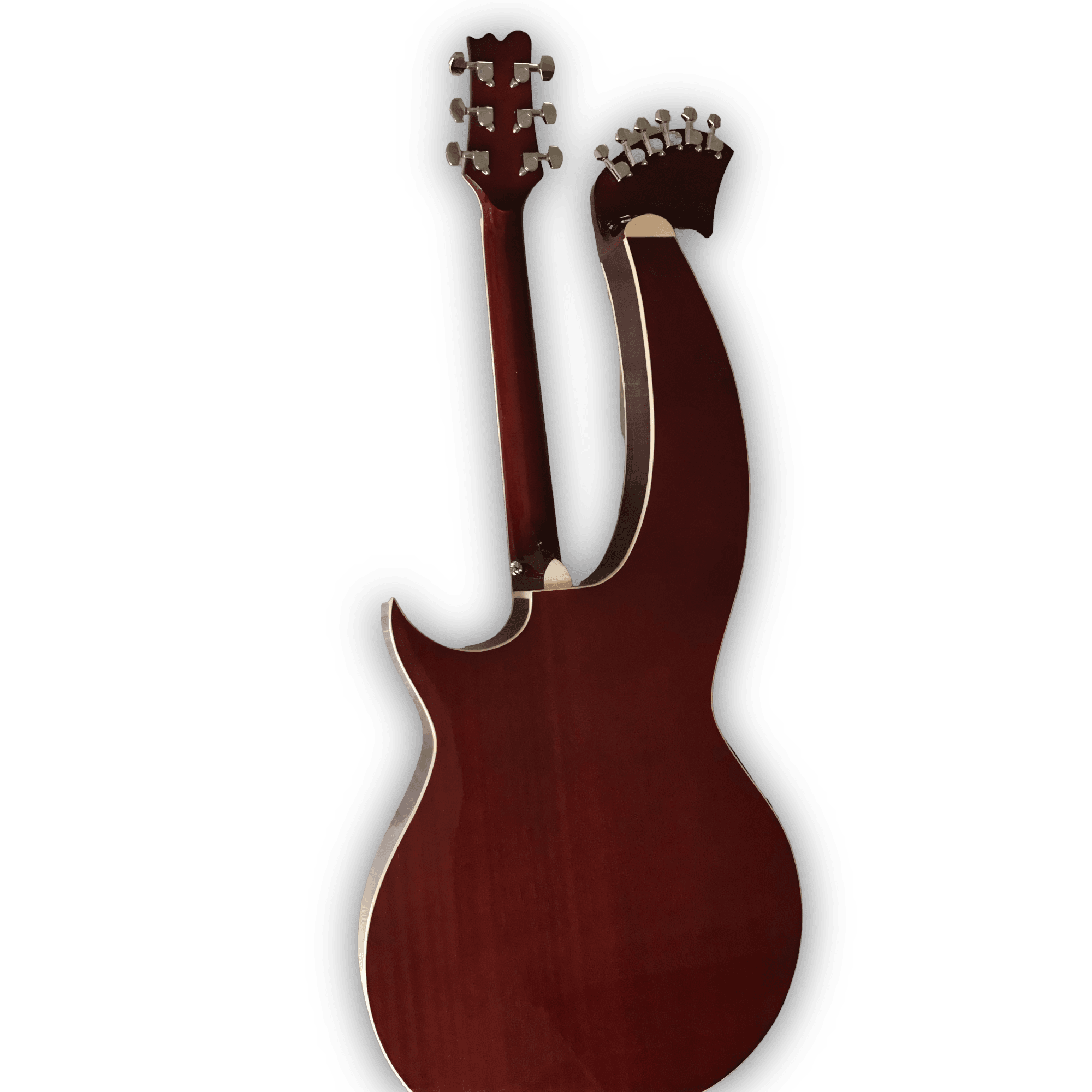 Custom Made Maple Wood Harp Double Neck Eclipse Style Acoustic Guitar - Image 5
