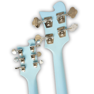 Custom Made Double Neck Sky Blue 4080 Style 4 Strings Bass & 6 Strings Electric Guitar - Image 8