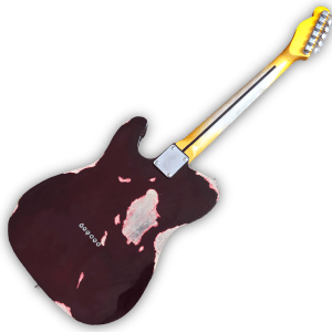 Custom Made Aged Wine Red Heavy Relic Tele Style 6 Strings Electric Guitar - Image 4