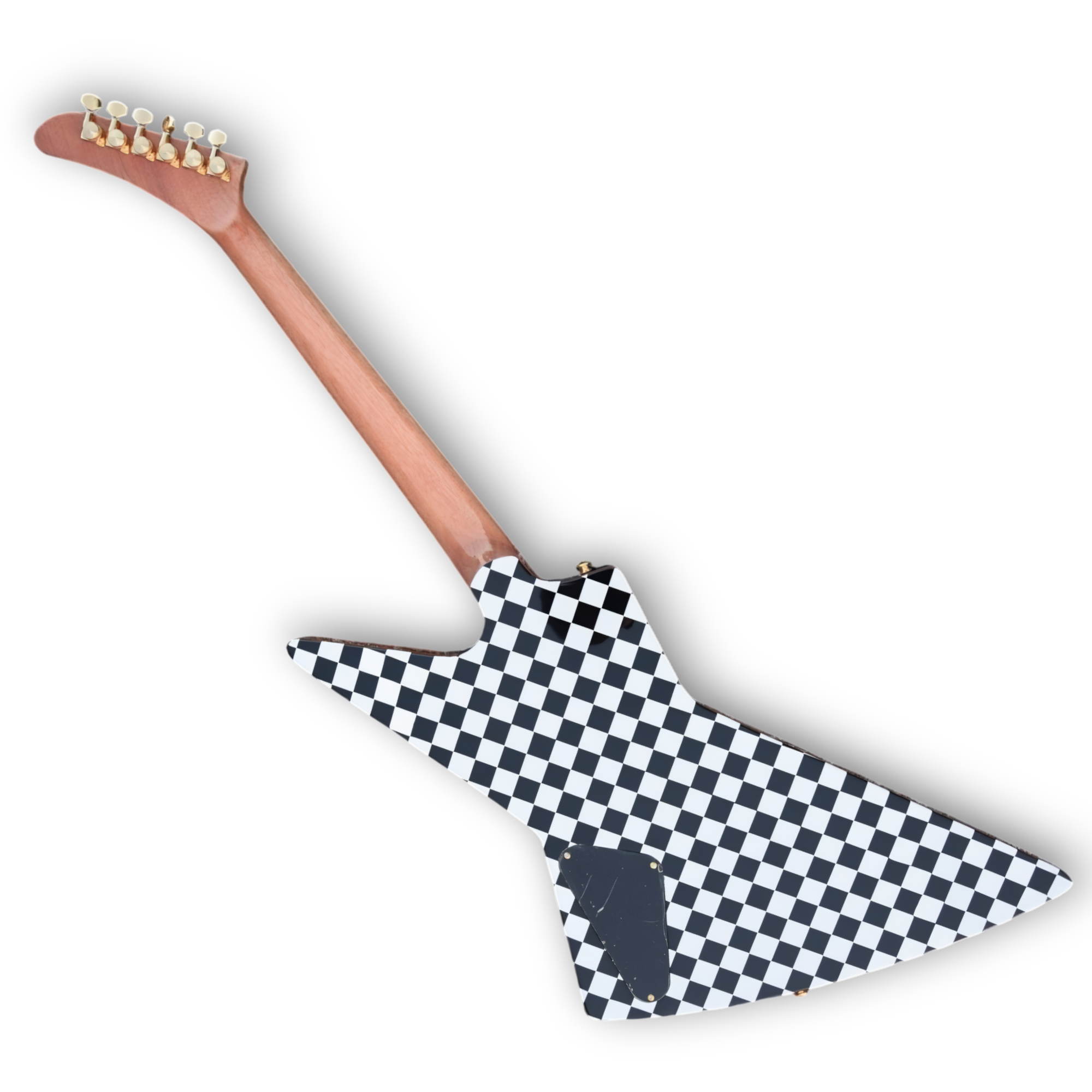 Custom Made Checkerboard Rick Nielsens Explorer Style Electric Guitar - Image 5