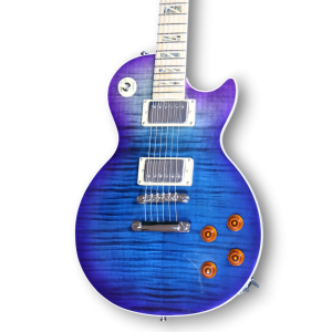 Custom Made Blueberry Burst Flame Maple Top LP Style Electric Guitar 6 Strings