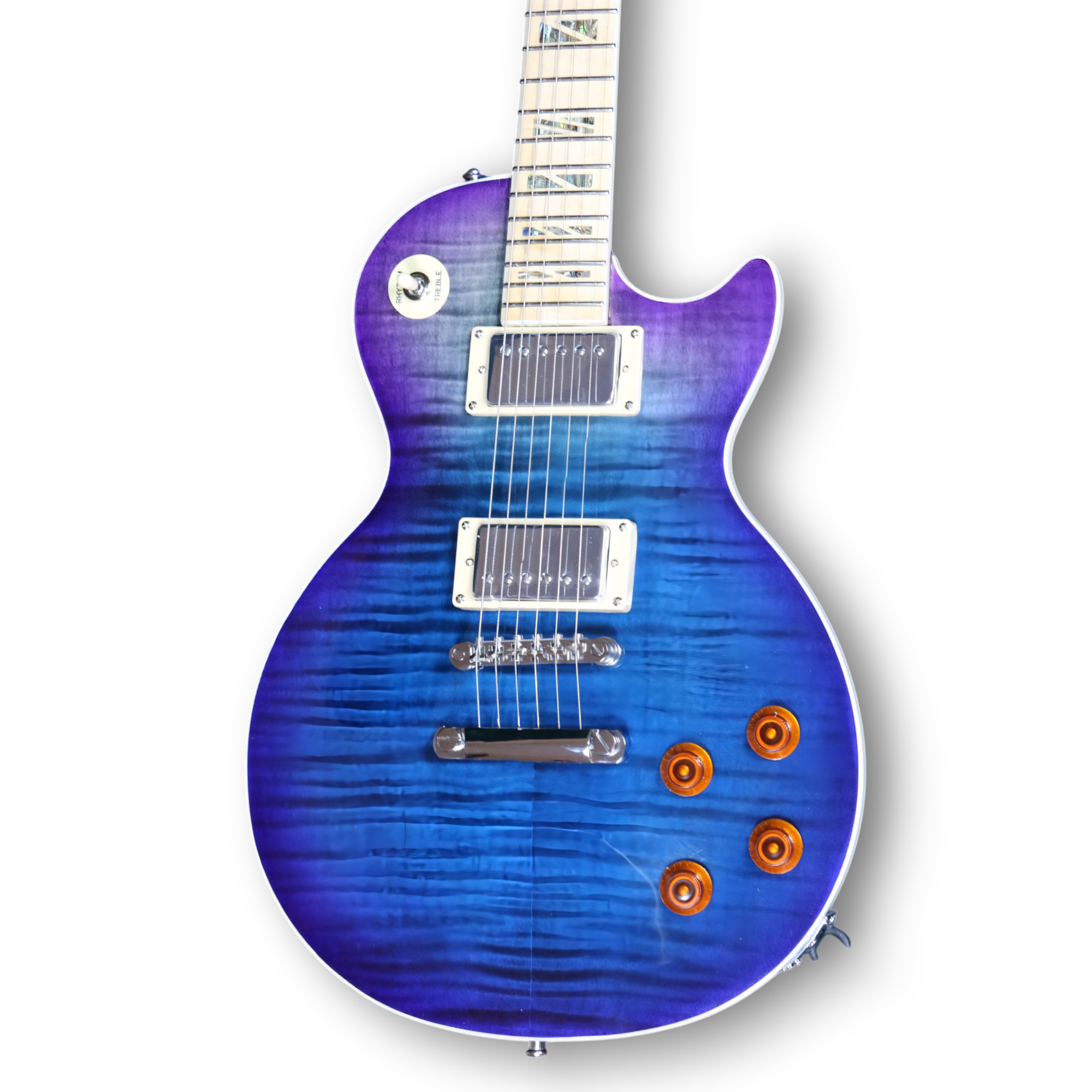 Custom Made Blueberry Burst Flame Maple Top LP Style Electric Guitar 6 Strings