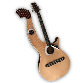 Custom Made Maple Wood Harp Double Neck Eclipse Style Acoustic Guitar