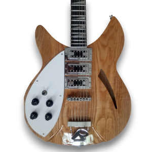 Custom Made Mapleglo Natural Wood Semi-Hollow 370/12 Style Left Handed Electric Guitar - Image 2