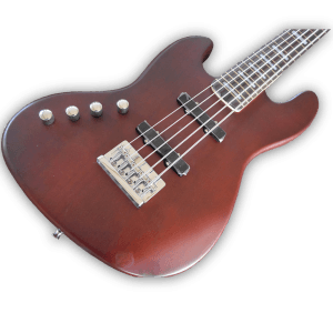 Custom Made Jazz Style Left Handed Red Natural Wood Finish 5 Strings Bass - Image 2