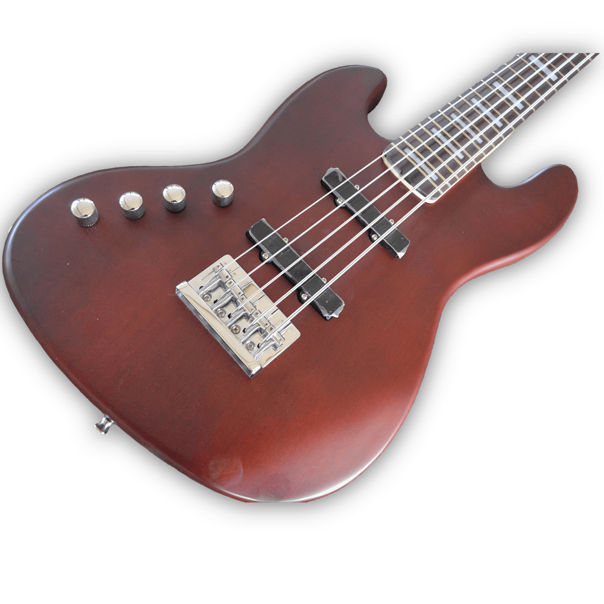 Custom Made Jazz Style Left Handed Red Natural Wood Finish 5 Strings Bass - Image 2