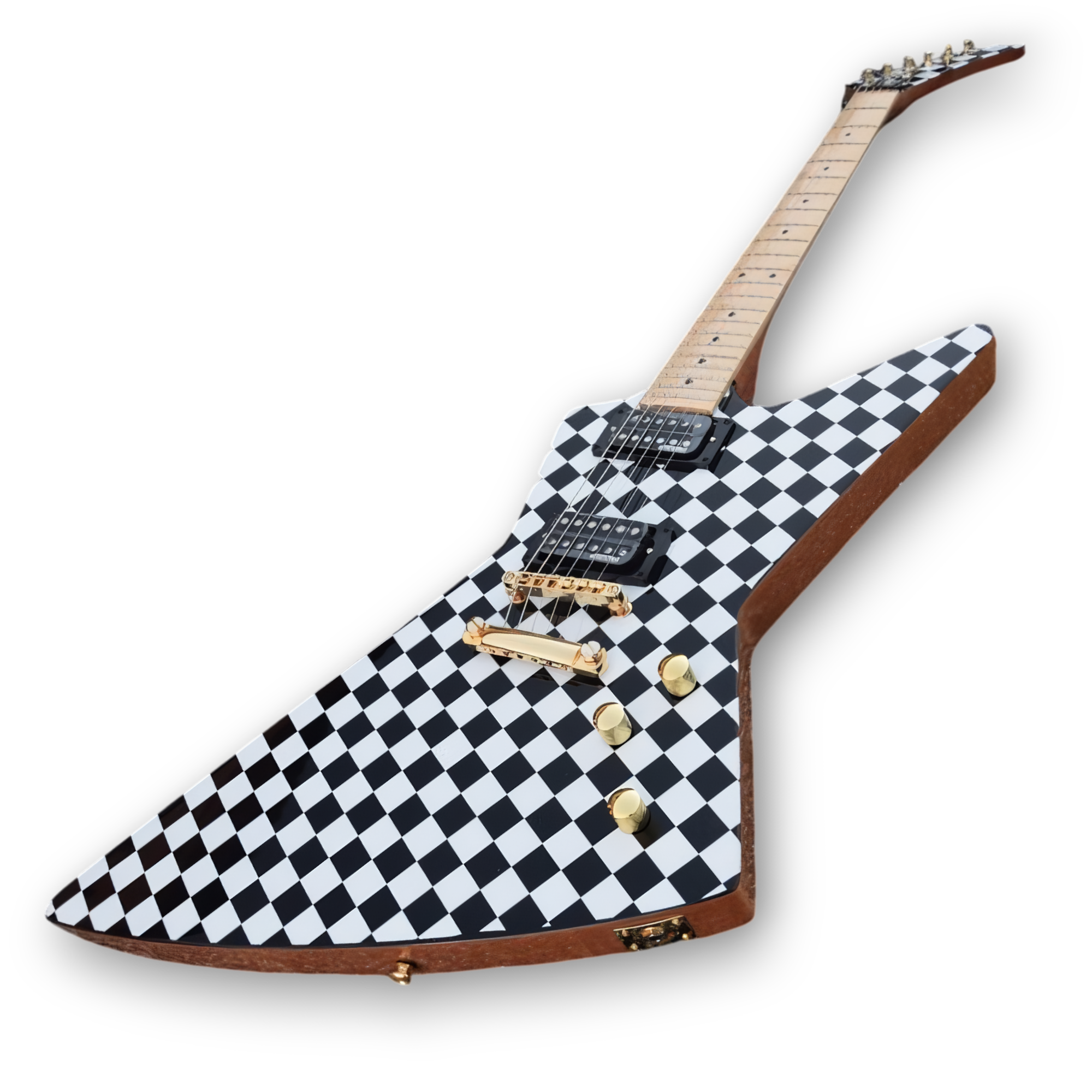 Custom Made Checkerboard Rick Nielsens Explorer Style Electric Guitar - Image 2