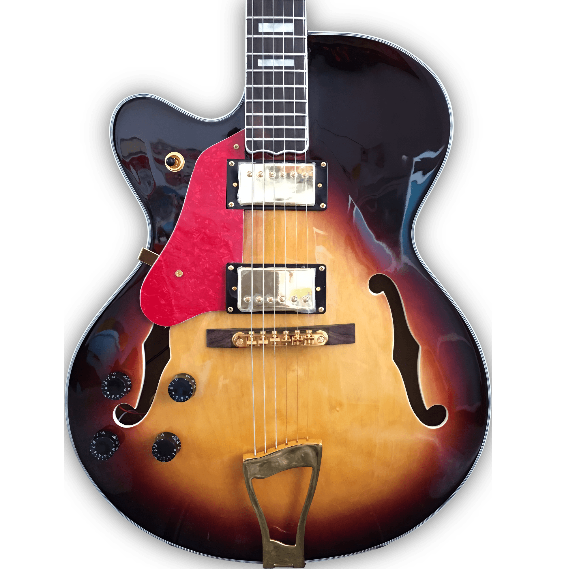 Custom Made Left Handed F Hole Hollow Body L5 Style Vintage Sunburst 6 Strings Electric Guitar
