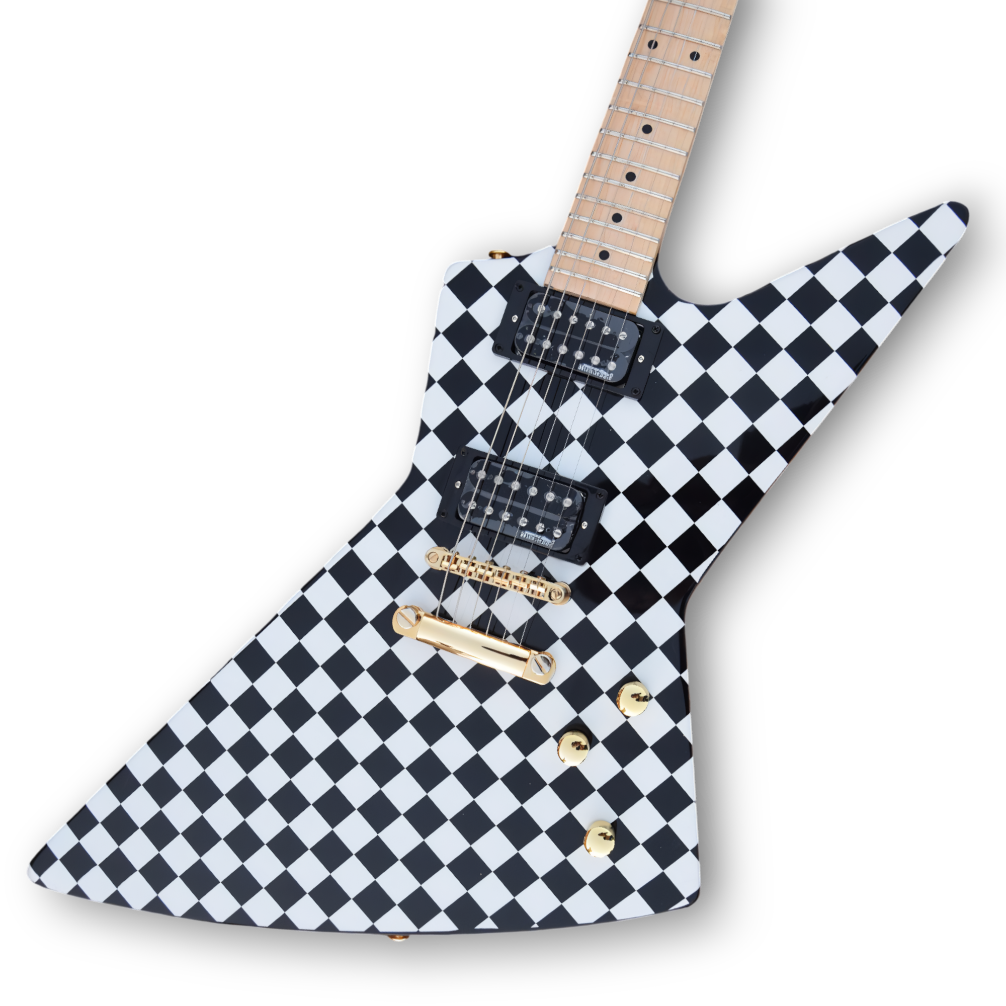 Custom Made Checkerboard Rick Nielsens Explorer Style Electric Guitar - Image 3