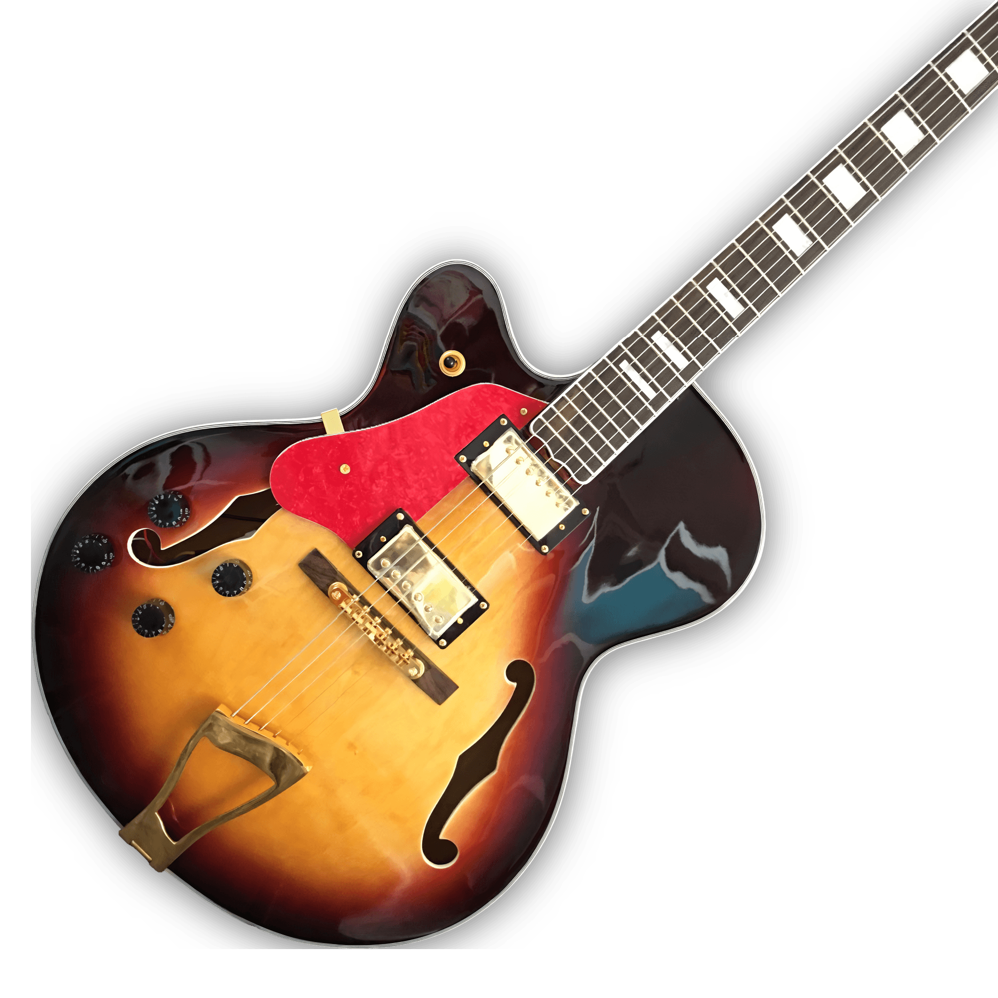 Custom Made Left Handed F Hole Hollow Body L5 Style Vintage Sunburst 6 Strings Electric Guitar - Image 2