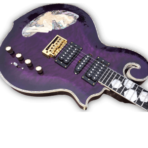 Custom Made Purple Quilted Maple Top Scroll Style Mother of Pearl Pin-up Girl 6 Strings Electric Guitar - Image 5