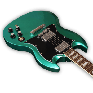 Custom Made Metallic Teal Green Doubles Cutaway SG Style 6 Strings Electric Guitar - Image 3