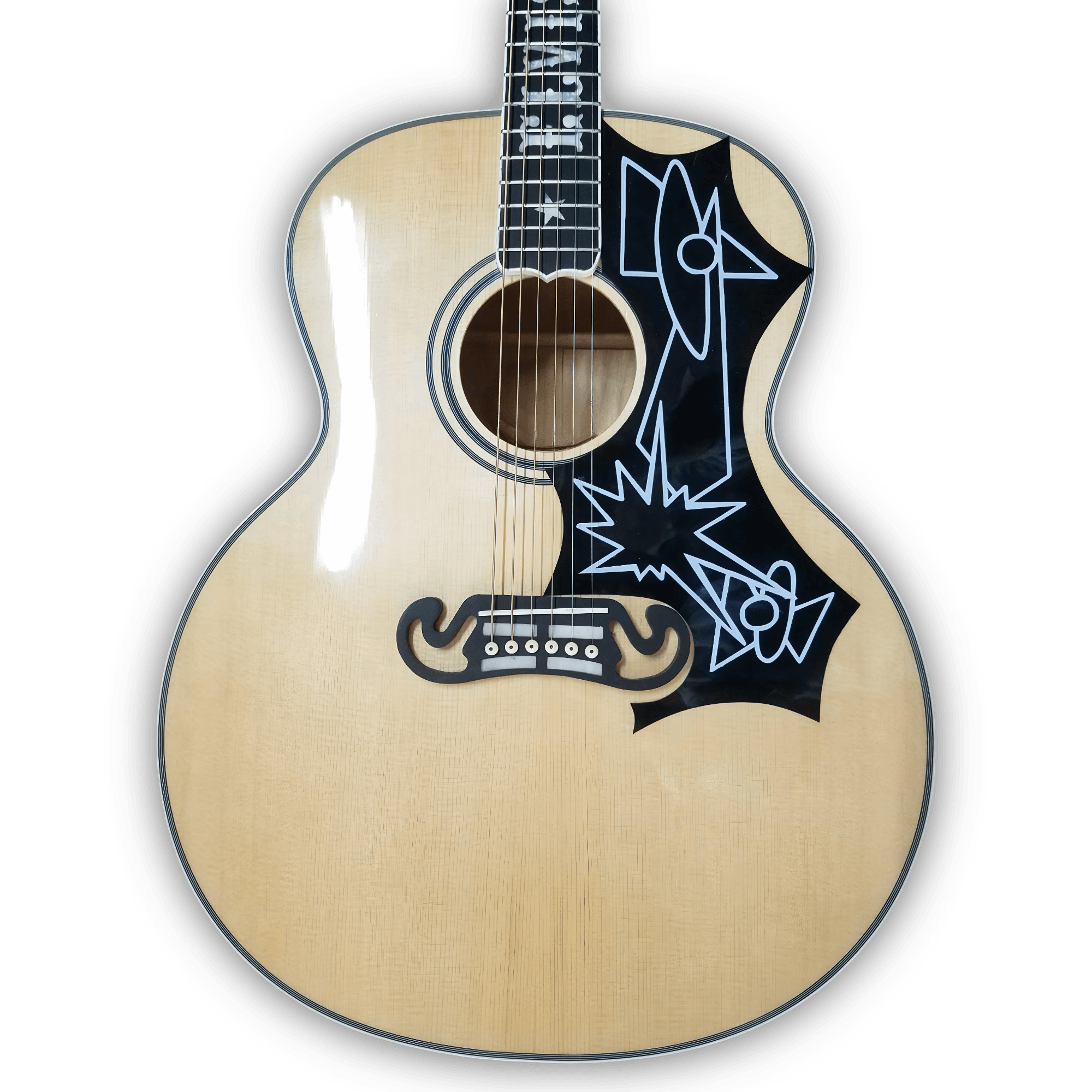 Custom Made Natural Maple Wood Finish SJ200 Elvis Style Acoustic Guitar - Image 2