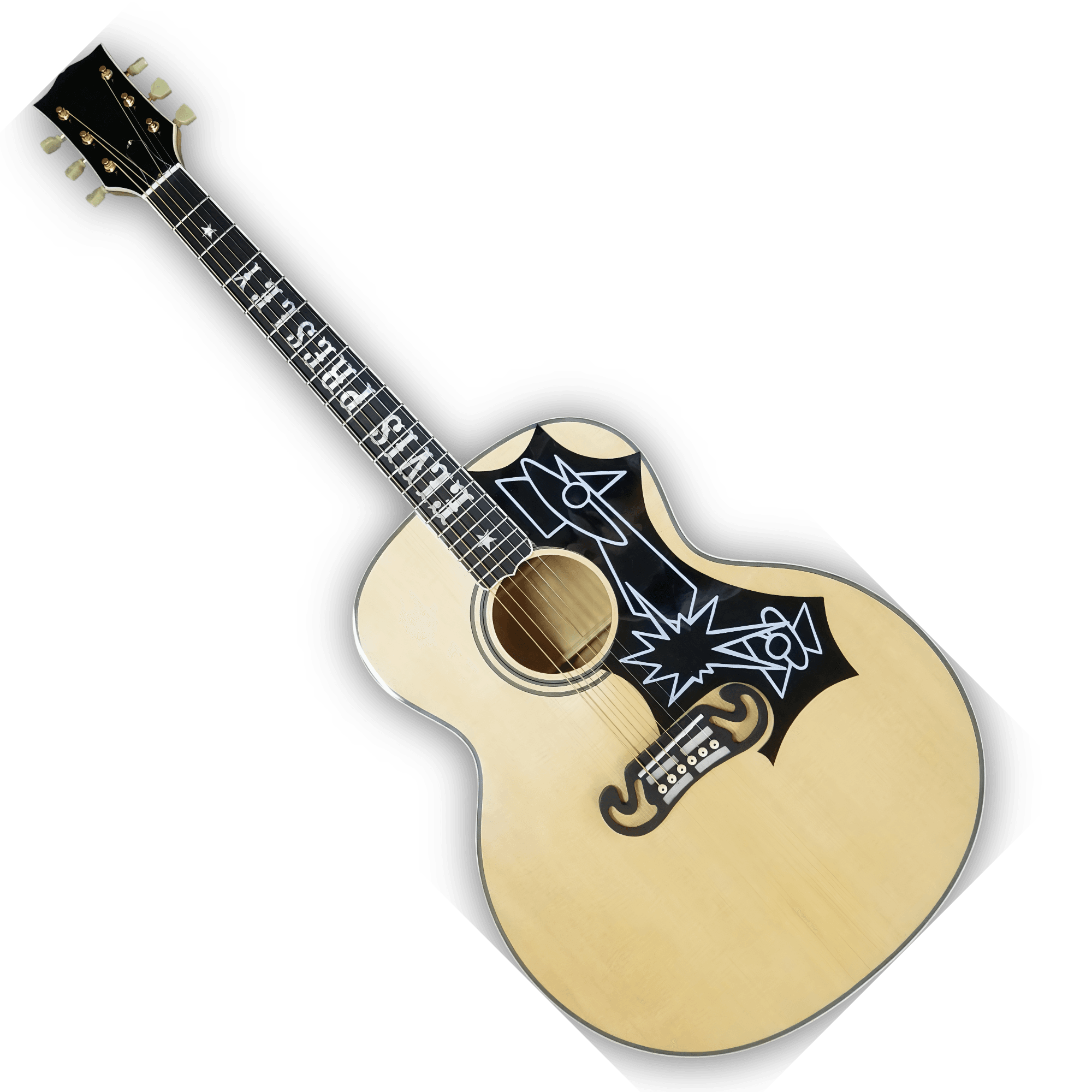 Custom Made Natural Maple Wood Finish SJ200 Elvis Style Acoustic Guitar