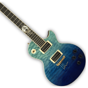 Custom Made Ocean Fade LP Style Blue Quilted Maple Top Electric Guitar - Image 2