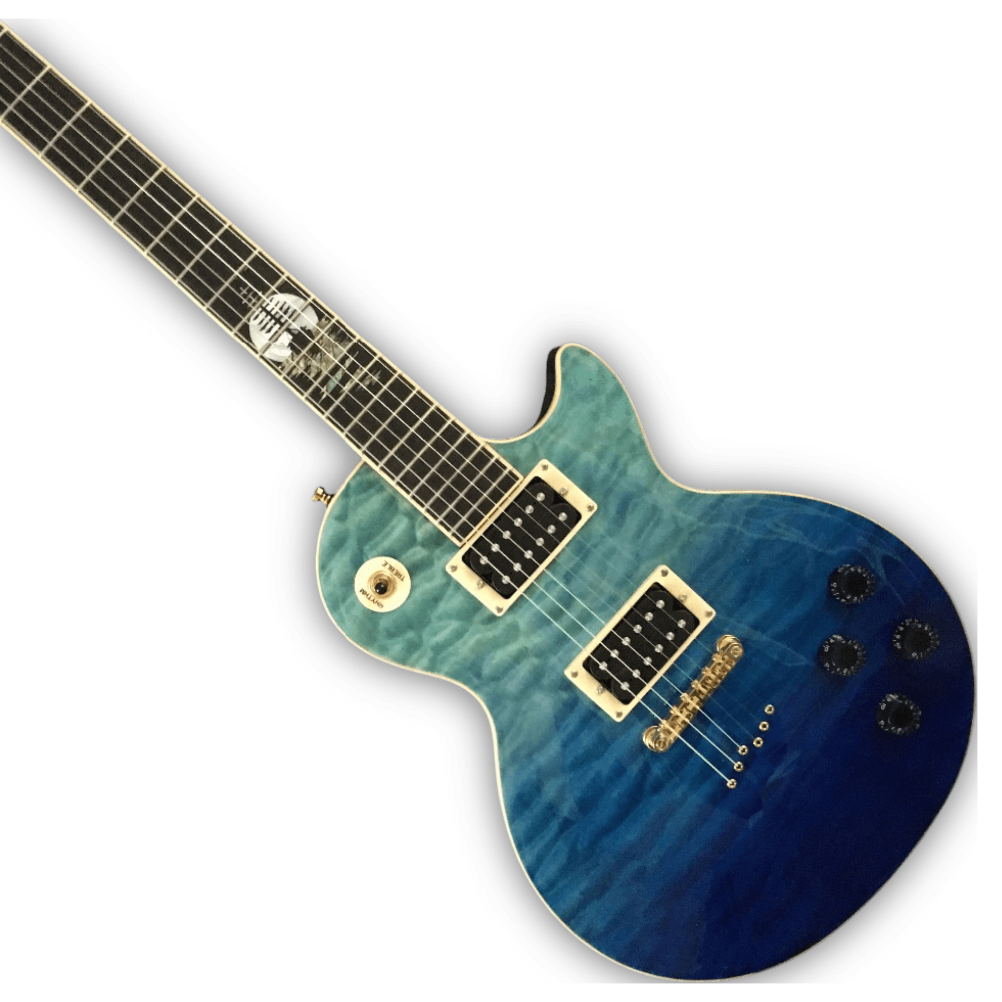 Custom Made Ocean Fade LP Style Blue Quilted Maple Top Electric Guitar - Image 2