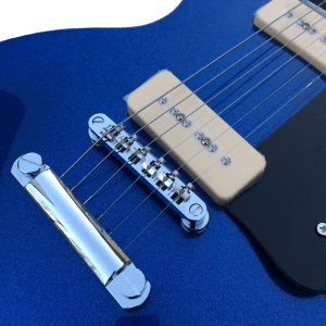 Custom Made Dany Lademacher LP Style Blue Metallic P90 6 Strings Electric Guitar - Image 5