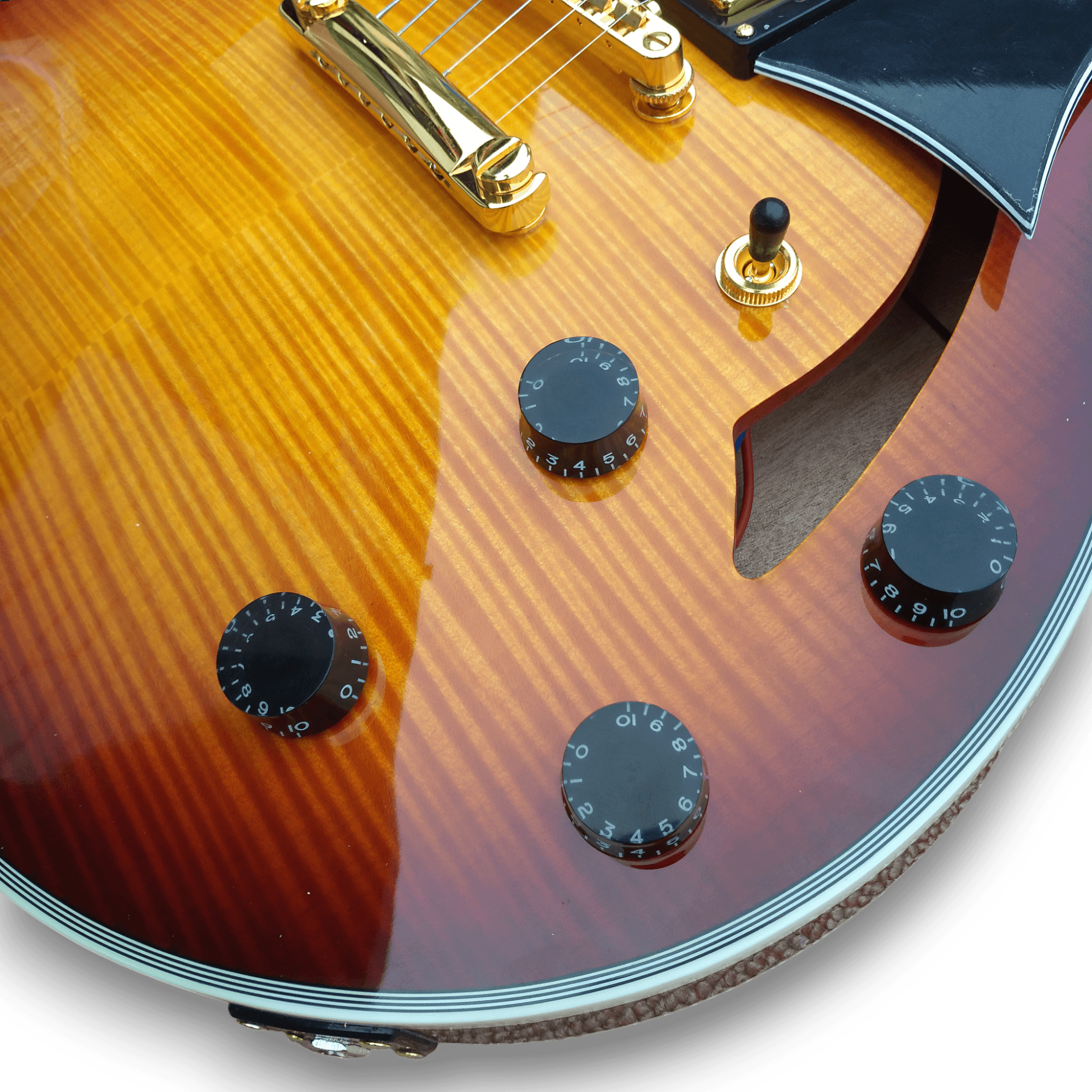 Custom Made Sunburst Johnny A Style Hollowbody Flame Maple Top 6 Strings Electric Guitar - Image 7