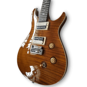 Custom Made Amber Flame Maple Top Style 6 Strings Electric Guitar - Image 3
