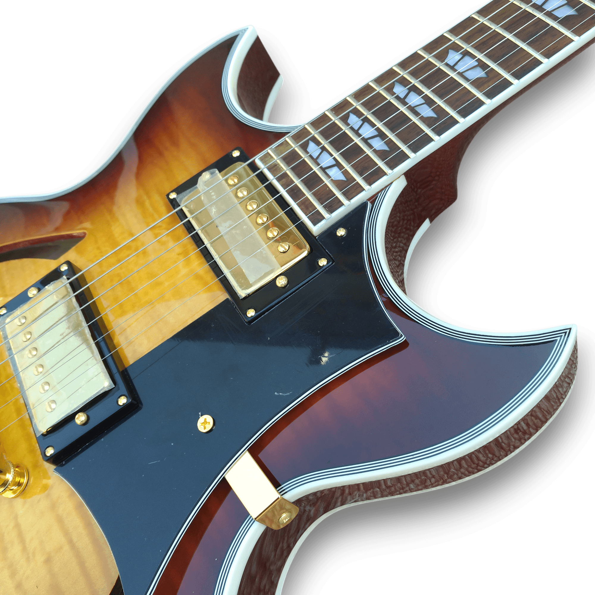 Custom Made Sunburst Hollowbody Johnny A Style Flame Maple Top 6 Strings Electric Guitar - Image 4