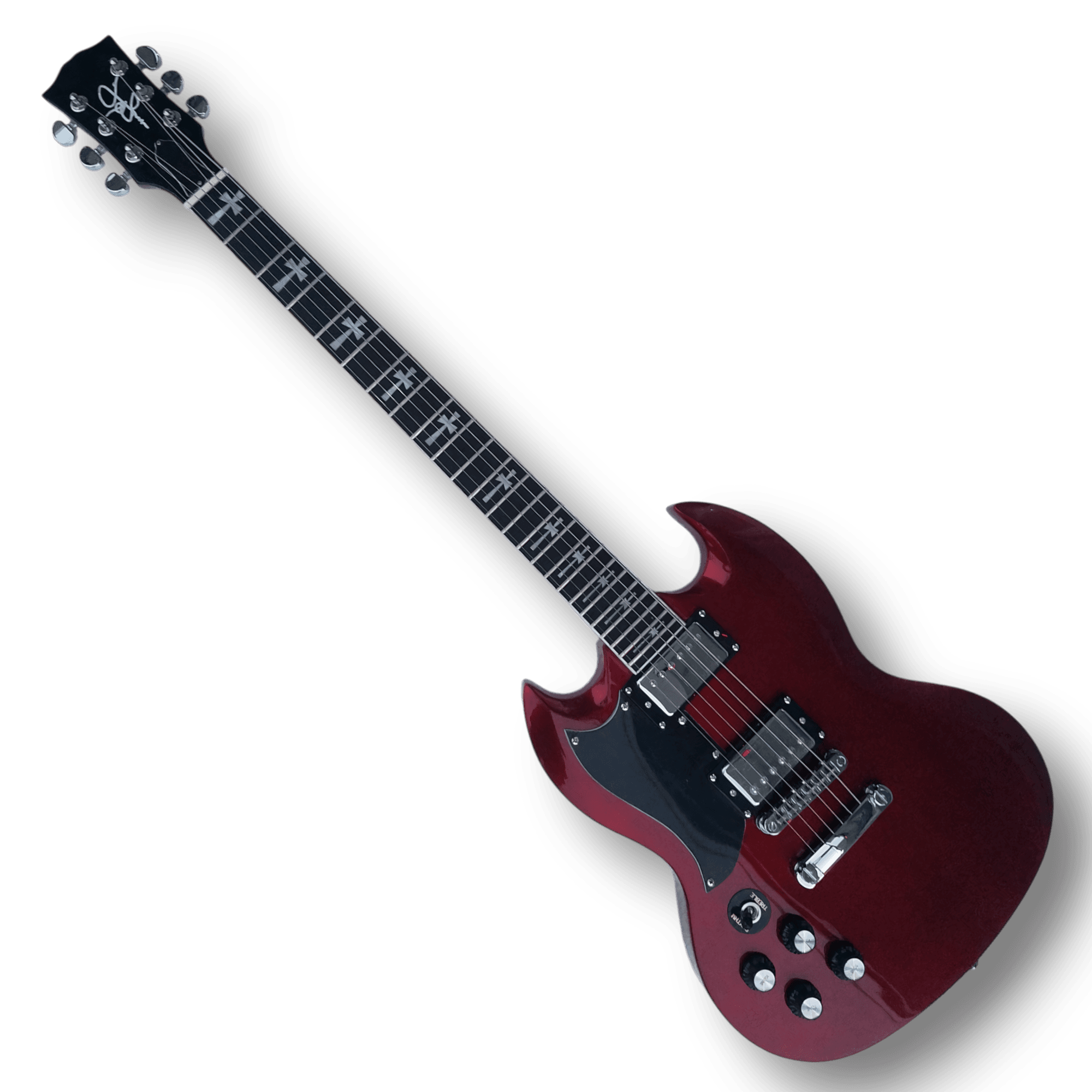 Custom Made Cherry Vintage Tony Iommi SG Style Left Handed 6 Strings Electric Guitar