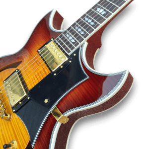 Custom Made Sunburst Johnny A Style Hollowbody Flame Maple Top 6 Strings Electric Guitar - Image 3