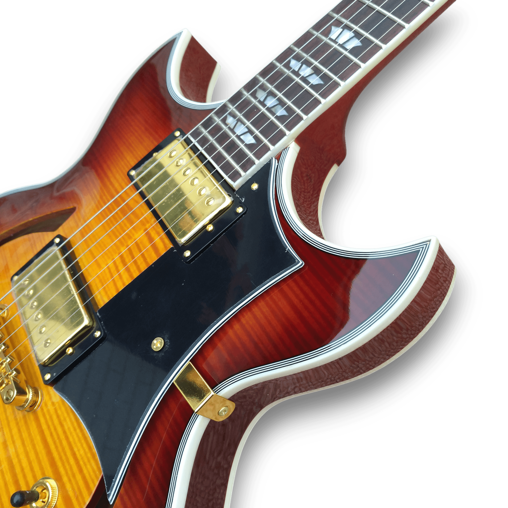 Custom Made Sunburst Johnny A Style Hollowbody Flame Maple Top 6 Strings Electric Guitar - Image 3